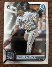 2022 Bowman Chrome Miami Marlins Edward Cabrera Rookie Baseball Card #44 RC. rookie card picture