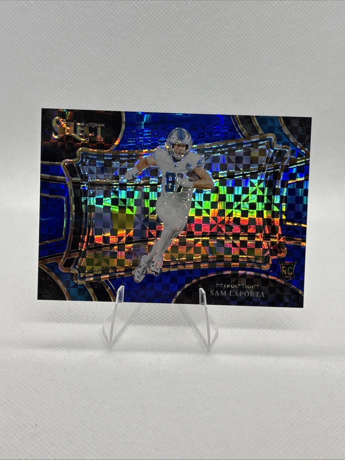 2023 Panini Select - Field Level - Sam LaPorta - Blue Checkerboard Prizm - 49/49