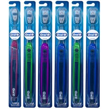 Oral-B Indicator Toothbrush Flat Trim, 6 Count Pack of 1 , Blue,white