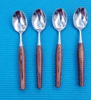 4-Mode Danish Stainless Teakwood Handle TEASPOONS 6 3/4"