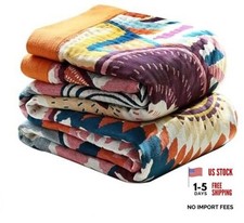 Boho Throw Blanket for Bed 100% Cotton Bohemian 50"x60" K-colorful World