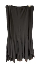 MSK WOMEN Long Black Sheer Chiffon Lined Tiered Ruffle Pull On Skirt 2X