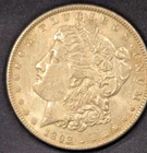 1892-P Morgan Silver Dollar, AU, Philadelphia Mint.