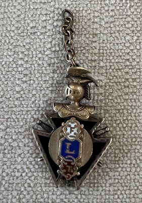 Antique Articulated Knight Head Odd Fellows FLT Gold Filled  Fob Pendant IOOF