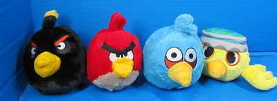 Angry Birds Red Black Yellow Blue Plush 6'' Rovio  Commonwealth Toy Lot  of 4
