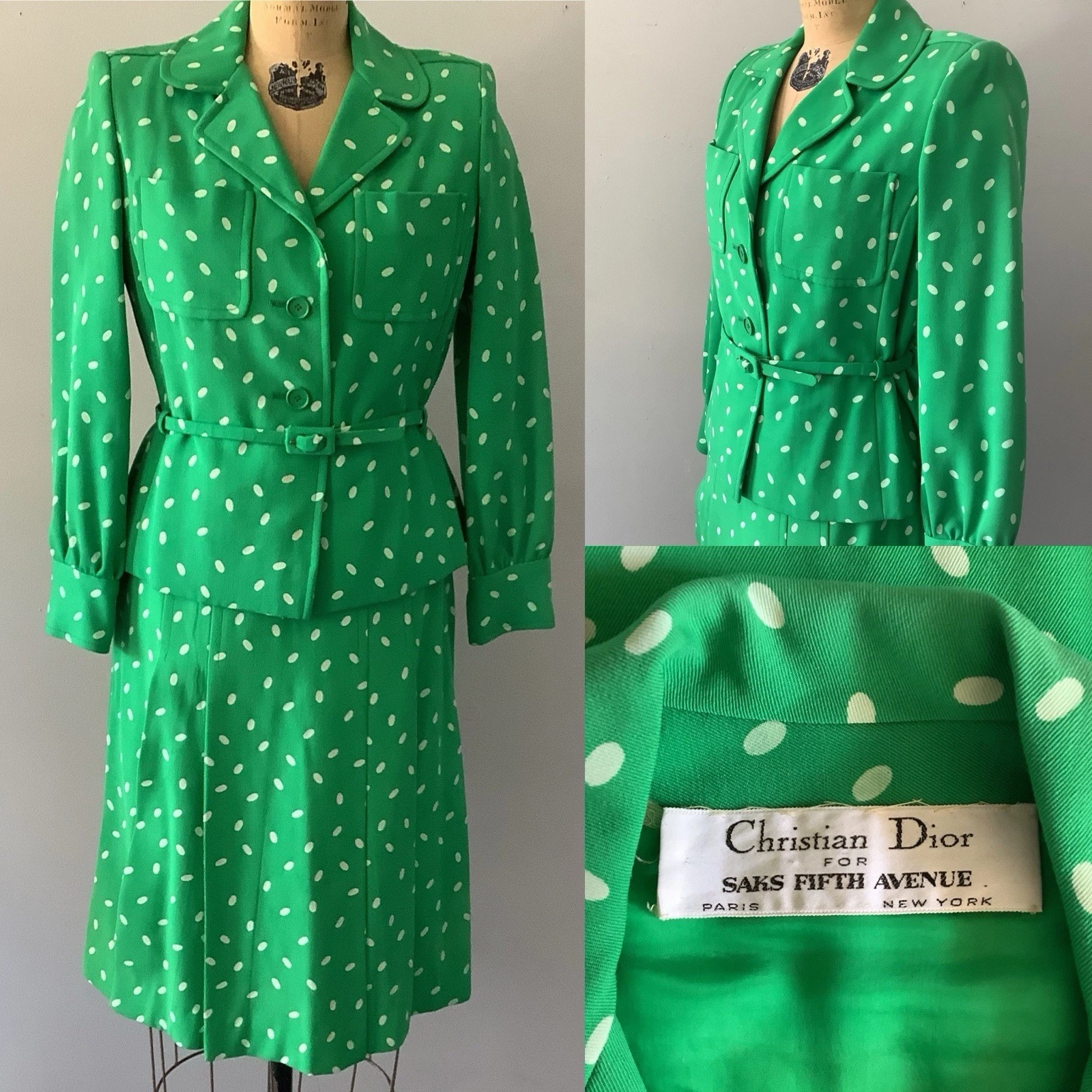 Dior — Vintage 1970’s Christian Dior For Saks Fifth Avenue 2 Pc Suit Bust 38 Waist 29