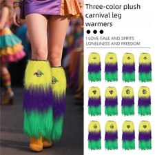 Pair Adults Mardi Gras Carnival Leg Warmer Covers Heels Long Boots Cuff Covers