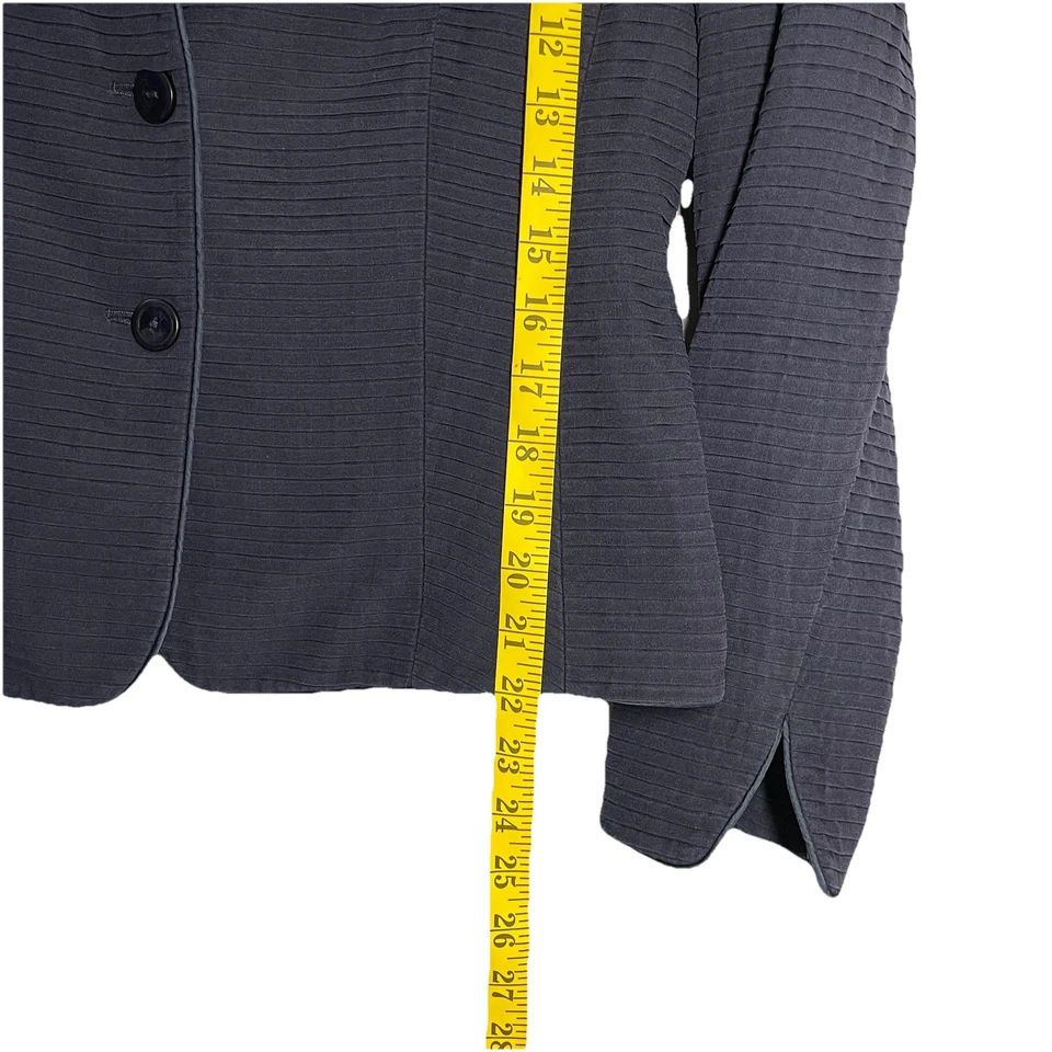 Talbots Pure Silk Blazer Blue Pleated Size 8 Office Career 2 Button Jacket Lined - Image 4 of 4