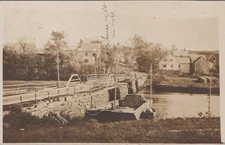 Canal Scene Bridge Boats Dresden Mills Maine 1910 RPPC Real Photo Postcard