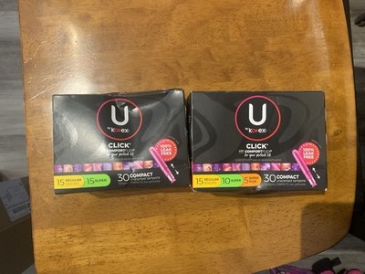 U by Kotex Click Compact Tampons 30 Pack Regular Super Super Plus Unscented x 2