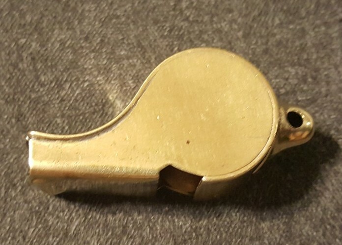 VINTAGE BRASS WWI WW2 ERA MILITARY WHISTLE*NS MEYER INC*NY*MADE IN