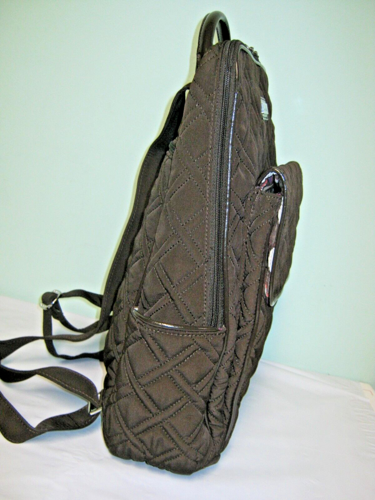 Vera Bradley Small Backpack Solid Brown Microfibe… - image 8