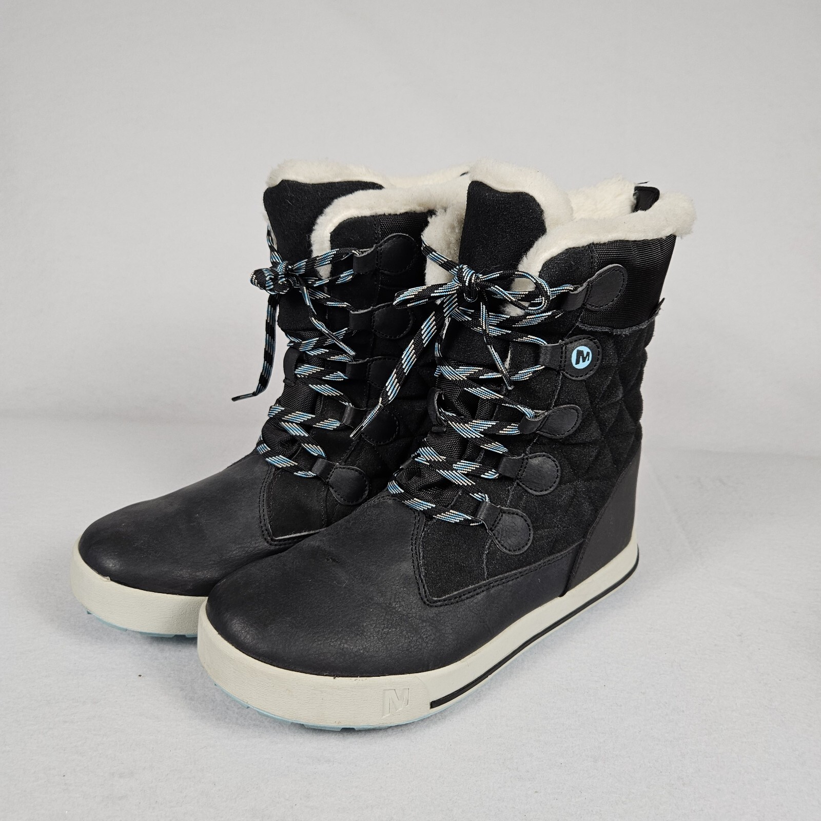 Stivali da neve Merrell Heidi impermeabili scamosciati foderati sherpa taglia 5 EUR 36 invernali neri