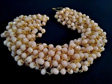 3 Feet Pink Stone Chalcedony Rondelle Faceted 3-4mm, Rosary Chain Gold Wire