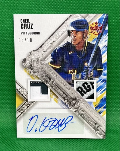 2022 PANINI DIAMOND KINGS ONEIL CRUZ AUTO DUAL JERSEY PATCH RELIC ROOKIE RC 5/10