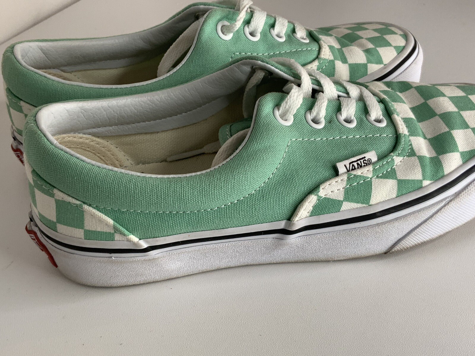 light green checkered vans