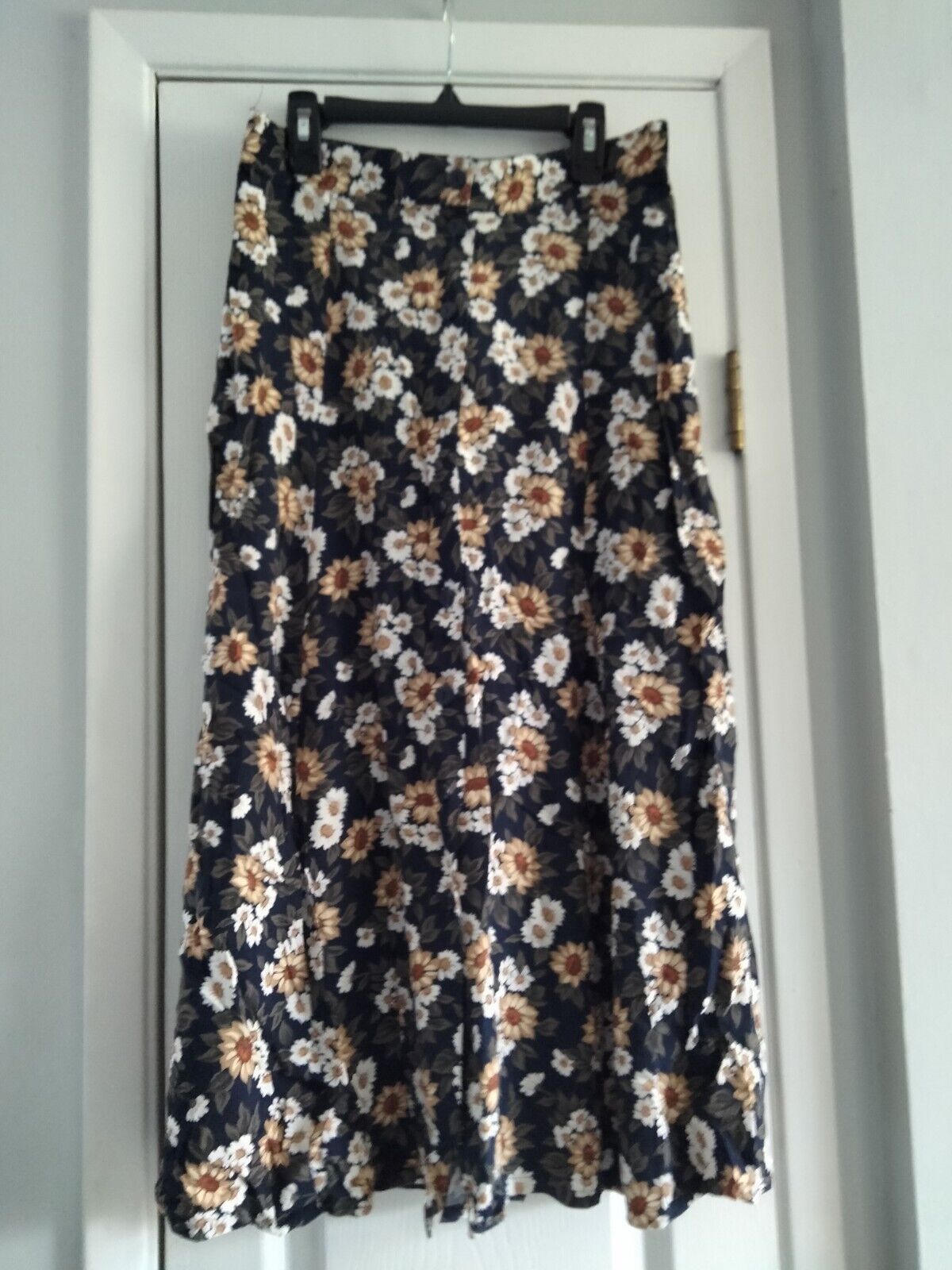 Sag Harbor Vintage Button Elastic Waist Midi Skirt Women's Size M Daisy Floral