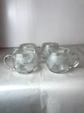 Set Of 4 Vintage Nestle Nescafe World Globe Frosted Glass Coffee Mugs Cups