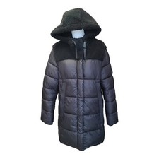 Koolaburra By Ugg Women's Puffer Jacket Size Medium Sherpa Hooded Black Long