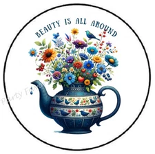 BEAUTY IS ALL AROUND ENVELOPE SEALS LABELS STICKERS PARTY FAVORS