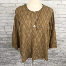 PureJill Woven Tunic Top Shirt  3X  100% Cotton Tunic Travel Comfy Lagenlook