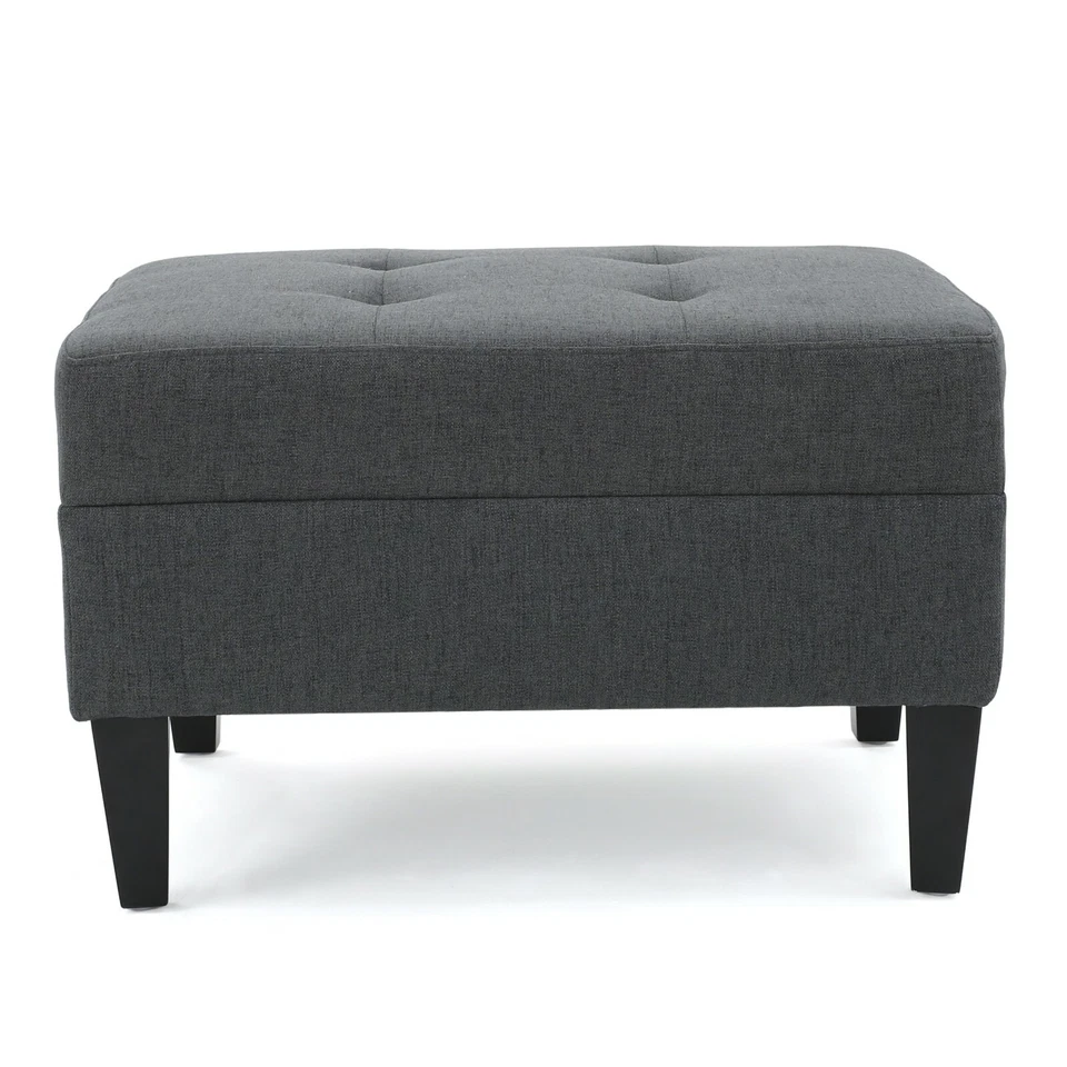 Zahra Contemporary Tufted Fabric Ottoman - Image 4 of 4