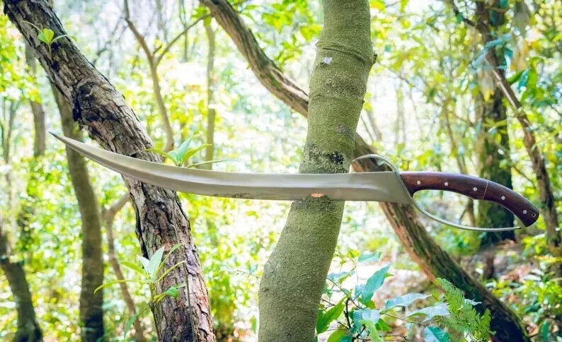 Custom Handmade Carbon Steel Blade Tactical Machete Sword- Hunting Sword Camping