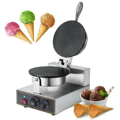 110V Commercial Ice Cream Cone Maker Single Head Waffle Cone Maker Baker Egg Rol