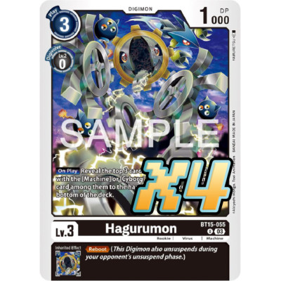 4x Hagurumon BT15-055 Exceed Apocalypse Uncommon Digimon CCG NM