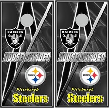 raiders steelers house divided 0196 cornhole board vinyl wraps