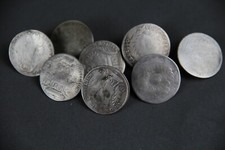 8 x Knöpfe 10 Kreuzer 10er Trachtenknöpfe Silber alt Bayern Tracht Weste