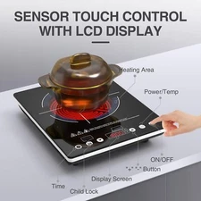 Portable Electric Cooktop Burner Electric Stove Top Touch Screen 110V 1800W US