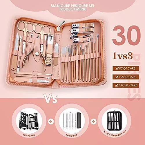 Manicure Set 30 in 1 Nail Clipper Set, Nail Clippers, Fingernail & Toenail Clip