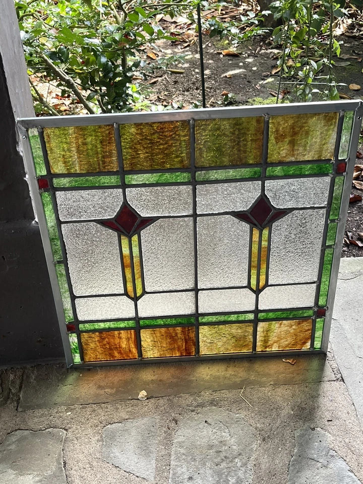 RESTORED ANTIQUE LEADED STAINED GLASS WINDOW, MINER'S PATCH HOUSE 1930s - Image 4 of 4