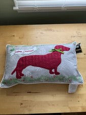 Dachshund Dog Christmas Holiday Pillow Snowflakes NWT