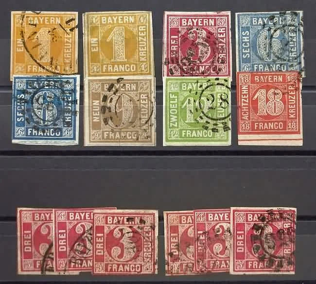 Bavaria, old German Stamp Lot, Franco, Kreuzer. 27 Stamps - Image 4 of 4