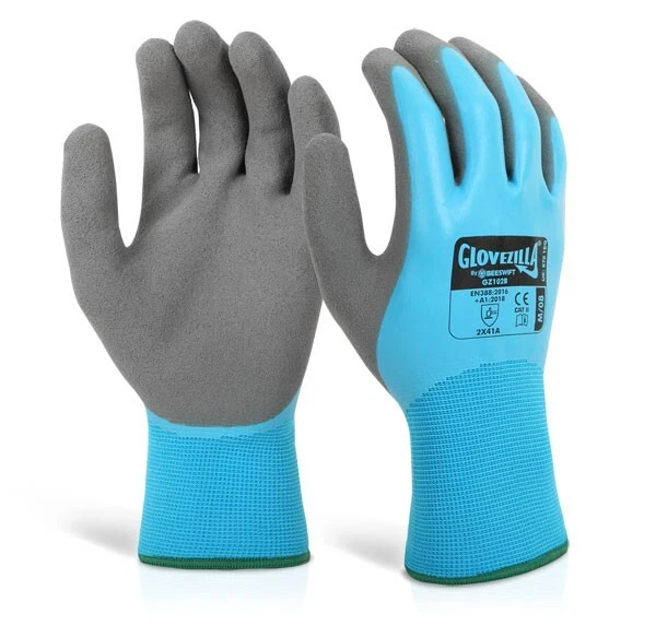 BEESWIFT Glovezilla Waterproof Latex Gripper Heavy Duty Work Gloves Gardening Mechanic