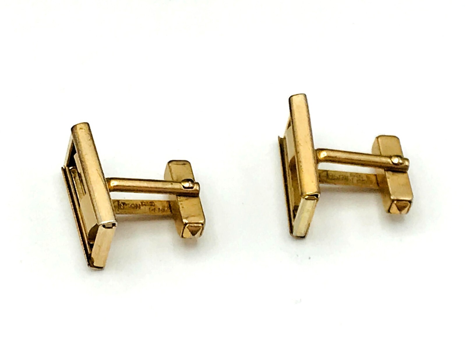 Vintage Gold Rectangular Cufflinks With Geometric… - image 5