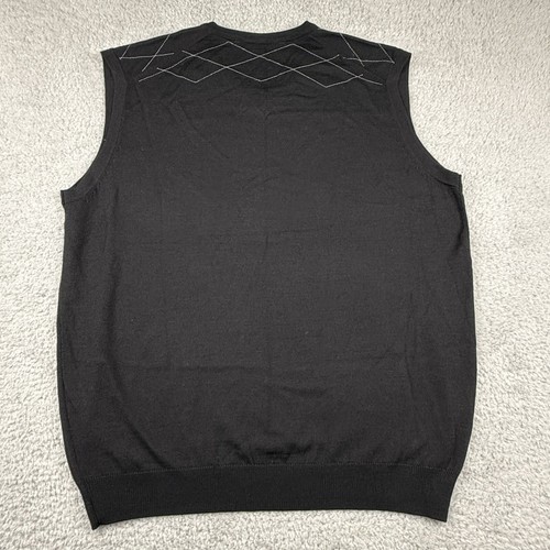 Travis Mathew Vest Mens Large Black Merino Wool V-Neck Pullover Golf Preppy - Picture 3 of 10