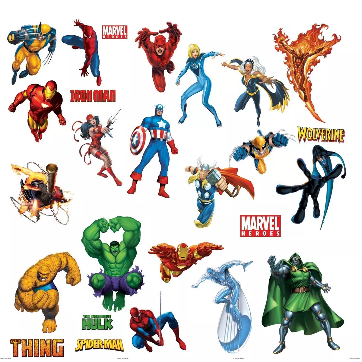 Marvel Superheroes Avengers Wall Decal Spider-man Captain America Iron Man  Hulk