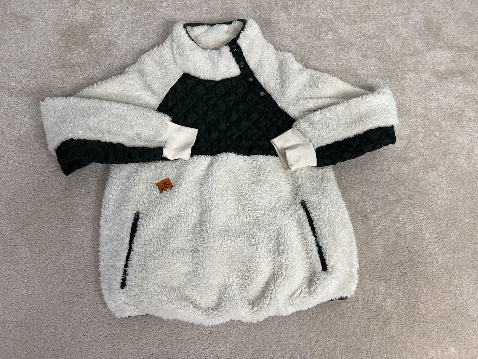 Simply Southern Jacket Womens White Fleece Coat 1/4 Zip Pullover Preppy