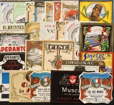 1940-1960 Vintage Lot of 25 European Wine Paper Labels "New Old Stock" W-3