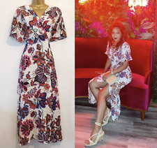 Zara Floral Print Cape Sleeve Crinkled Dress Size S Approx Fit Size 8 10