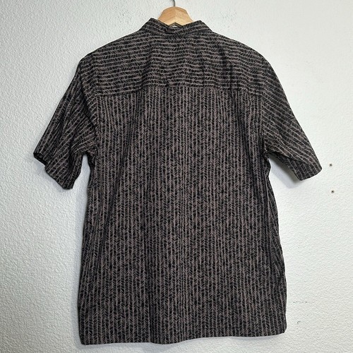 Theory Noll Scribble Men’s Size Large Black Grey Short Sleeve Button Down - Picture 4 of 10
