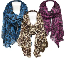 3 Pack Classic Crinkle Leopard Print Scarf