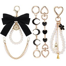 5 Pcs Bag Extender Chain Pearl Purse Chain Ribbon Bow Keychain Extender Bag S...