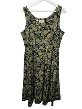 52Seven Women's Large Paisley Sleeveless Fit & Flare Dress Black Green