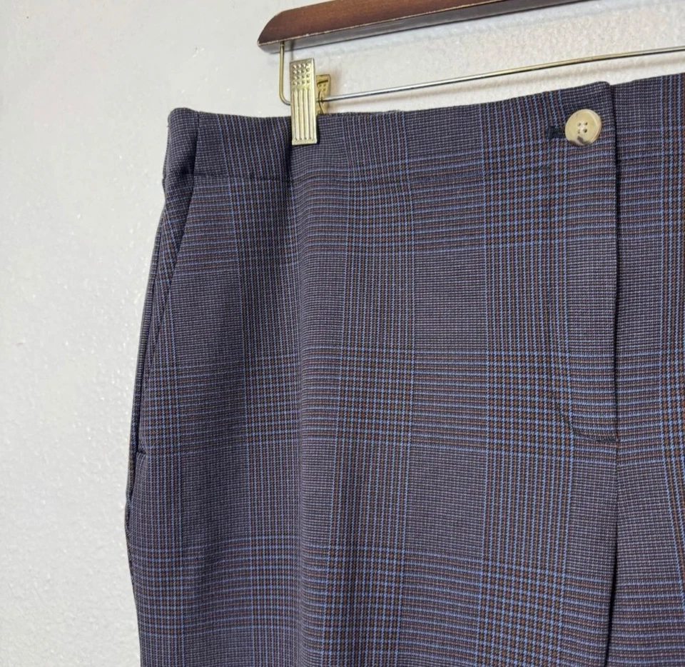 J Jill Womens 20 Brushed Bi-Stretch Twill Pants Plaid Blue Trousers New Career - Image 4 of 4