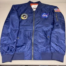 Alpha Industries Flight Bomber Jacket Men's Large Navy Blue NASA Extremely Rare