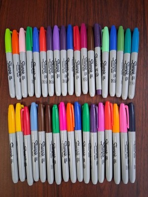 Sharpie Permanent Markers Lot Of 36 - Mixed Colors - Tested